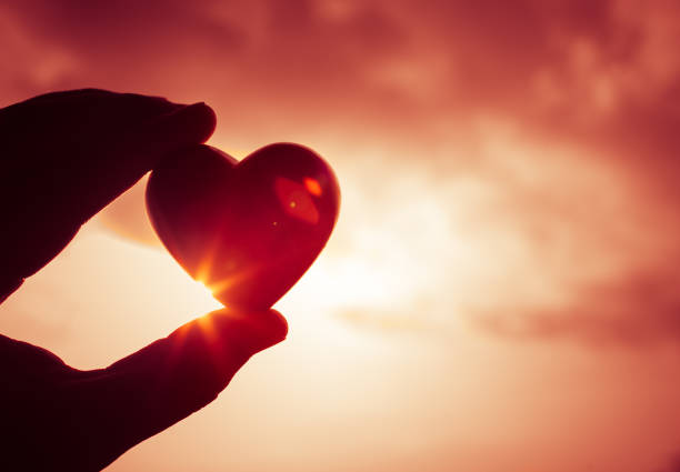 istock Hand holding beautiful heart up to the sky. 817147776