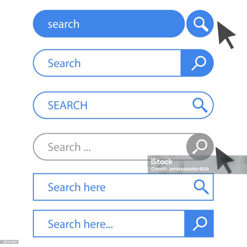 Search bar field set. vector Search bar field set. Web Interface button and cursor. Flat search boxes ui template element. Vector Searching stock vector