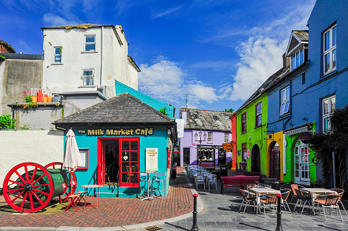 Kinsale, Ireland: May 25, 2014 - A colorful downtown area of Kinsale, County Cork, Ireland