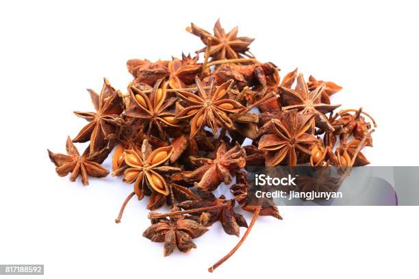 Anises Isolated On White Background Stock Photo - Download Image Now - Anise, China - East Asia, Chinese Culture