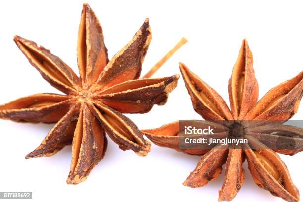 Anises Isolated On White Background Stock Photo - Download Image Now - Anise, China - East Asia, Chinese Culture