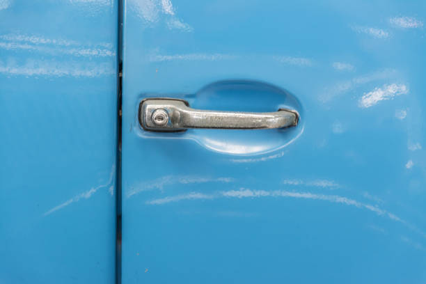 istock Car door handle, vintage car 817198166