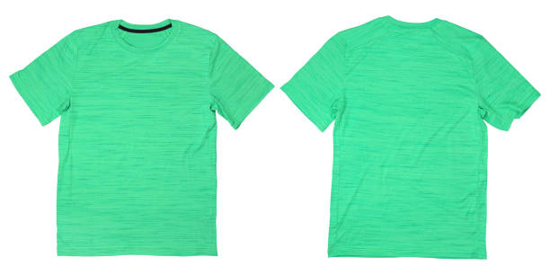 istock Front and back green sport tshirt on white background 817214592