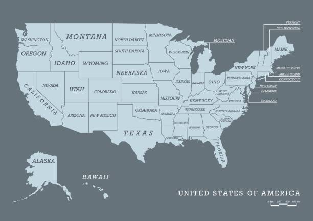 USA map with name of states USA map with name of states. Vector illustration connecticut stock illustrations