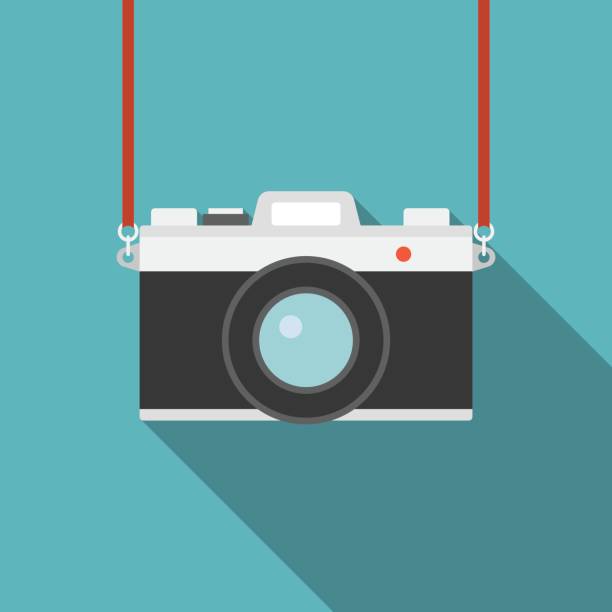 Camera icon Camera icon, flat design strap photos stock illustrations