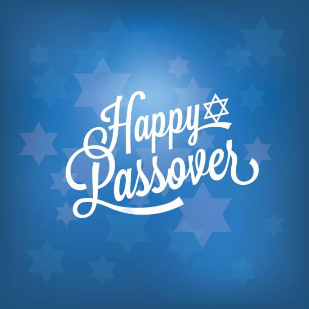 happy passover card with blue bokeh background happy passover card with blue bokeh background matzo stock illustrations