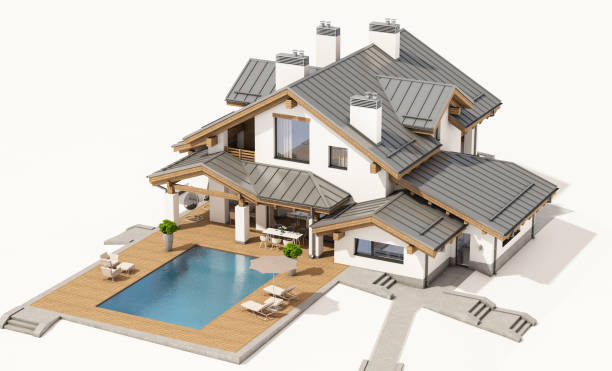 istock 3d rendering of modern cozy house in chalet 817236488