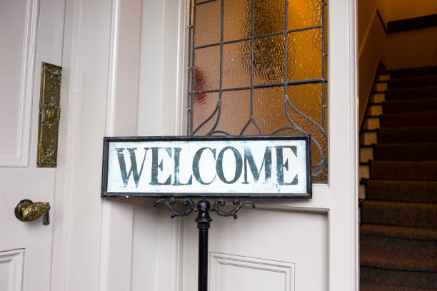 Welcome sign at home entry