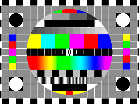 TV test card or test pattern. NB this is a generic pastiche and is all my own work. It is not a copy of commercial test patterns such as Philips.