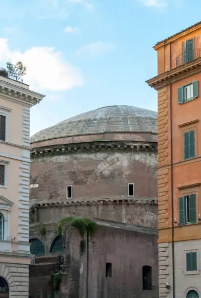 Two-Thousand Year Old Roman Pantheon SUrrounded by Modern Buildings