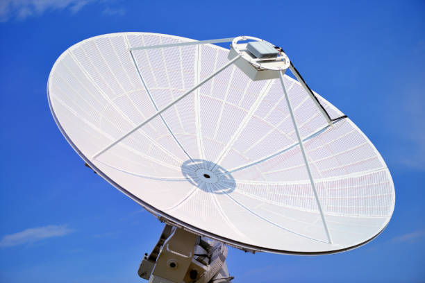 istock Massive Satellite Dish Radar in Blue Sky Backgrounds 817274062