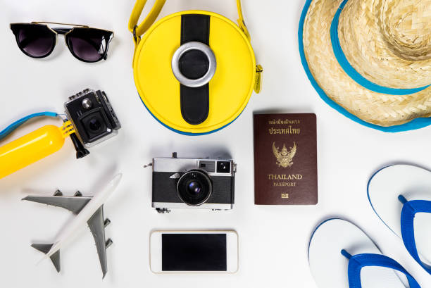 istock Chic summer Beach travel objects and fashion Flat lay 817281824