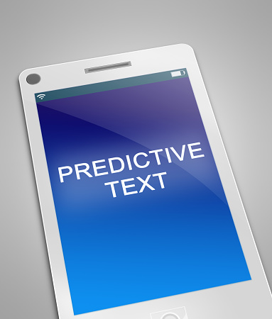 Illustration depicting a phone with a predictive text concept.