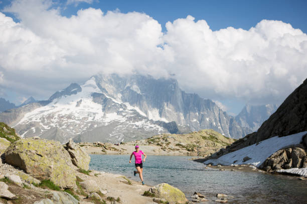 istock Fit female running near Chamonix 817298870