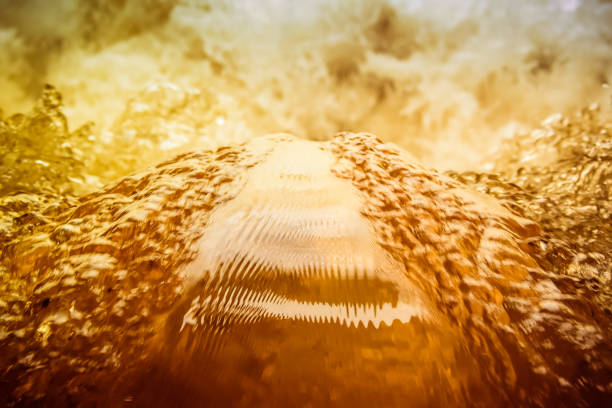Beer splashes and foam, closeup