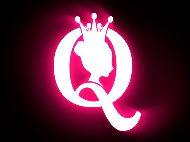 Vintage queen silhouette. Medieval queen profile stock photo