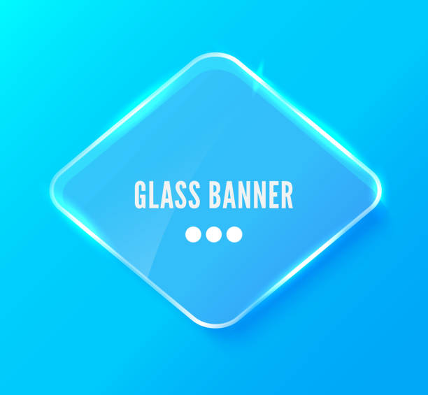 ilustrações de stock, clip art, desenhos animados e ícones de glass banner realistic vector illustration - rectangle vector three dimensional refraction