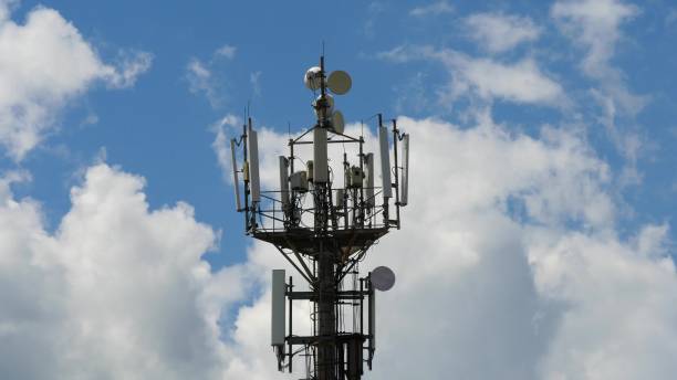 istock telecommunication cellular tower against blue sky 817310670