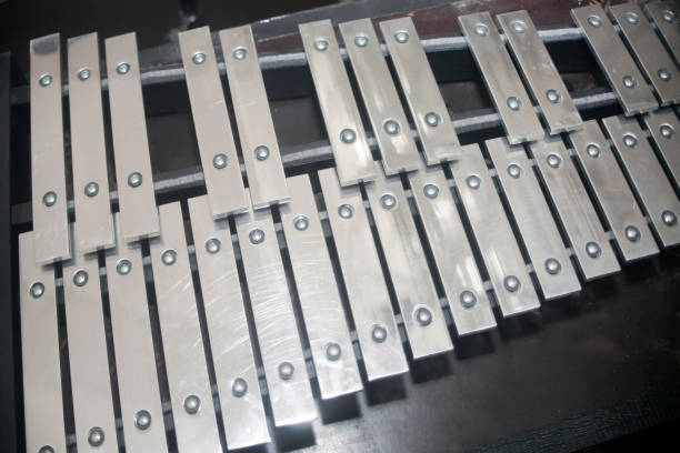 istock Glockenspiel  keyboard close-up view from above. 817313370