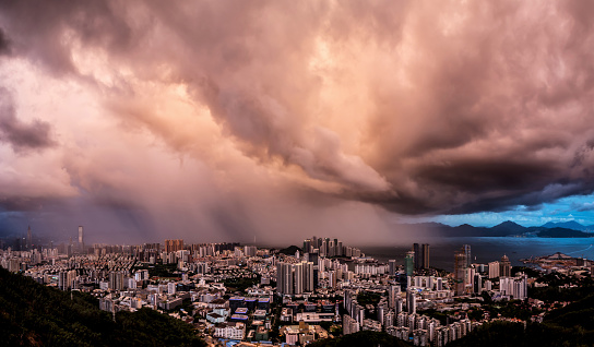 Strom with the sunset color in Shenzhen