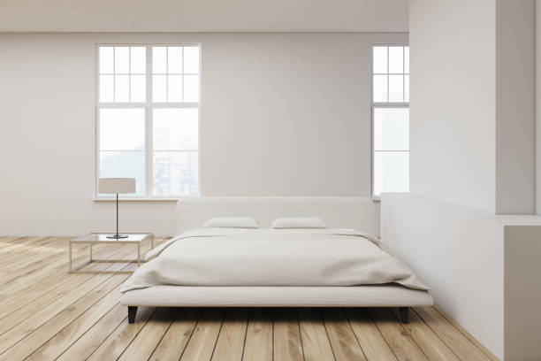 istock White bed wooden floor 817318726