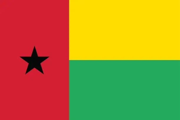Vector illustration of Guinea Bissau national flag and ensign