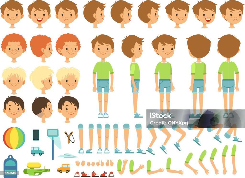 Funny Cartoon Boy Creation Mascot Kit With Children Toys And Different Body  Parts Stock Illustration - Download Image Now - iStock