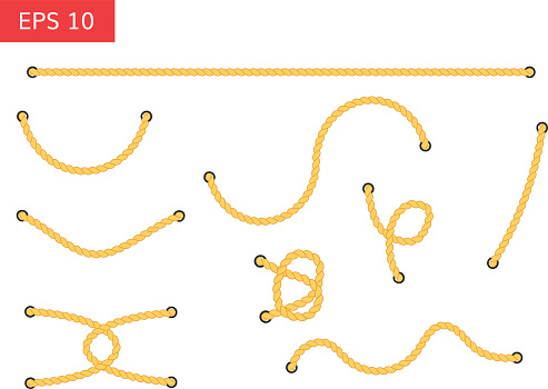 Rope with holes vector illustration.  Set of ropes