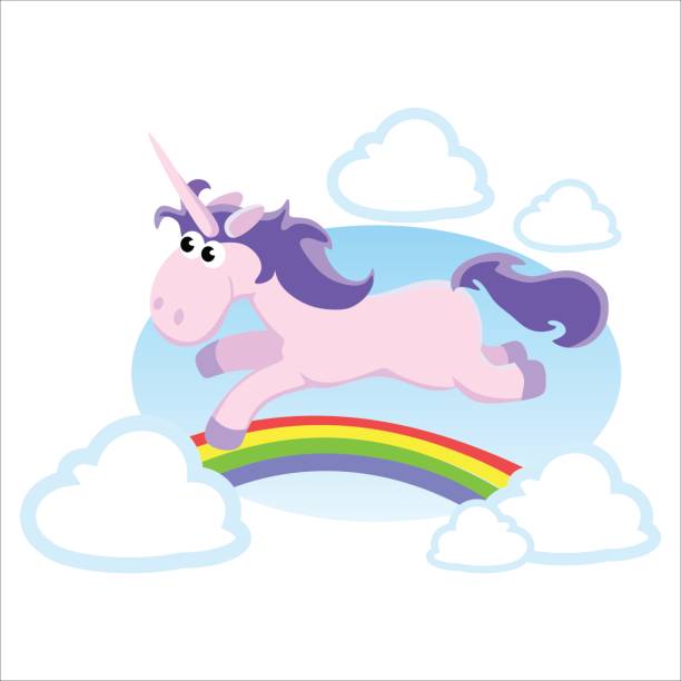 cute unicorn isolated set, magic pegasus flying with wing and horn on rainbow, fantasy horse vector illustration, myth creature dreaming on white background cute unicorn isolated set, magic pegasus flying with wing and horn on rainbow, fantasy horse vector illustration, myth creature dreaming on white background. disney character free background stock illustrations