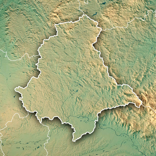 Oberpfalz Regierungsbezirk Bayern 3D Render Topographic Map Border