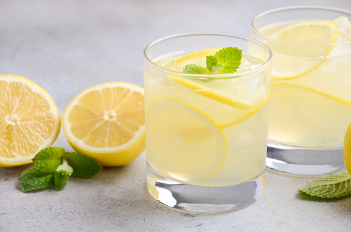 Lemon drop cocktail, selective focus