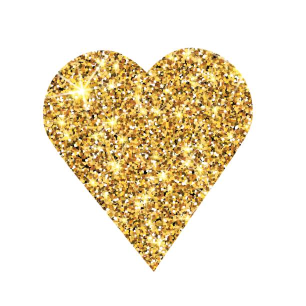 istock Gold glitter vector heart. Golden sparcle St. Valentines day card. Amber particles. Luxury design element. 817342602