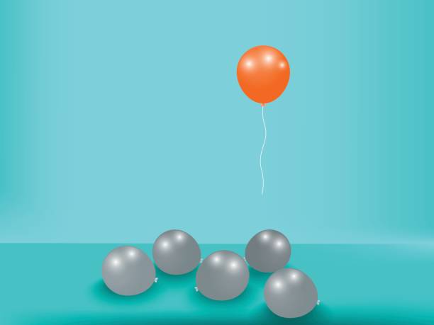 istock Stand out from the crowd. Outstanding unique orange balloon. Business success concept. Uniqueness, leadership, independence, initiative, strategy, dissent, think different. 817342646