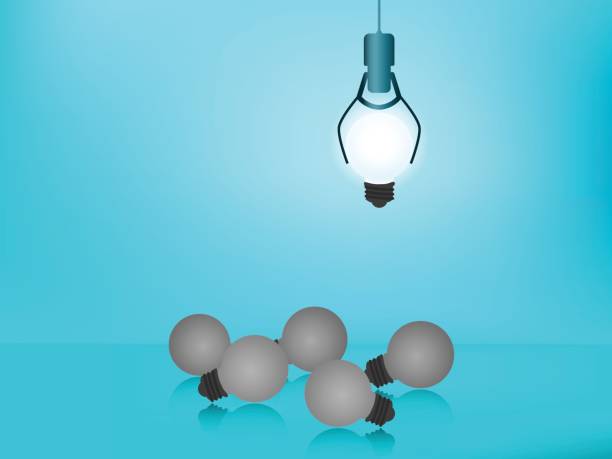 istock Stand out from the crowd. Choose outstanding glowing light bulb. Business success concept. Uniqueness, leadership, independence, initiative, strategy, dissent, think different, research. 817342674