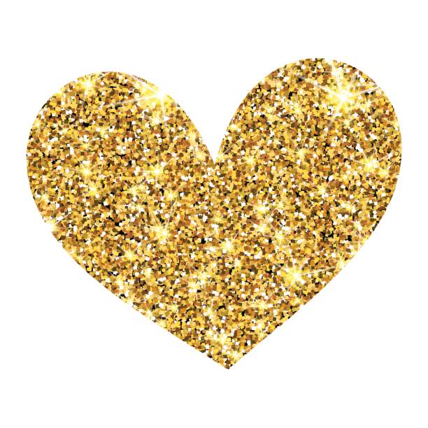 istock Gold glitter vector heart. Golden sparcle St. Valentines day card. Amber particles. Luxury design element. 817347842