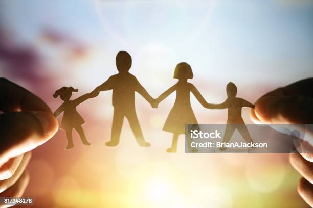 Paper Chain Family Stock Photo - Download Image Now - Family, Support, Child