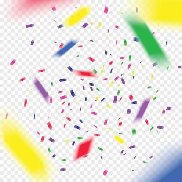 Vector illustration of Colorful flying falling the elements of decoration of the celebration. Abstract background with falling confetti