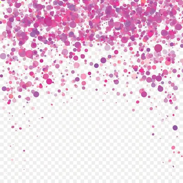 Vector illustration of Abstract background with falling pink confetti. Empty space for text. Background for holiday cards, greetings.