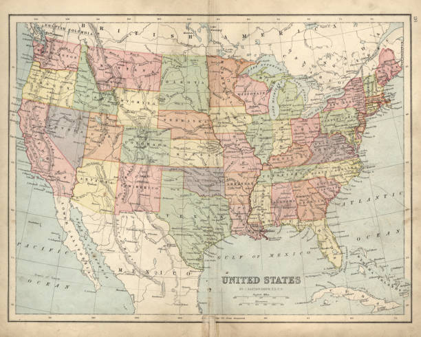 istock Antique map of USA in the 19th Century, 1873 817355560