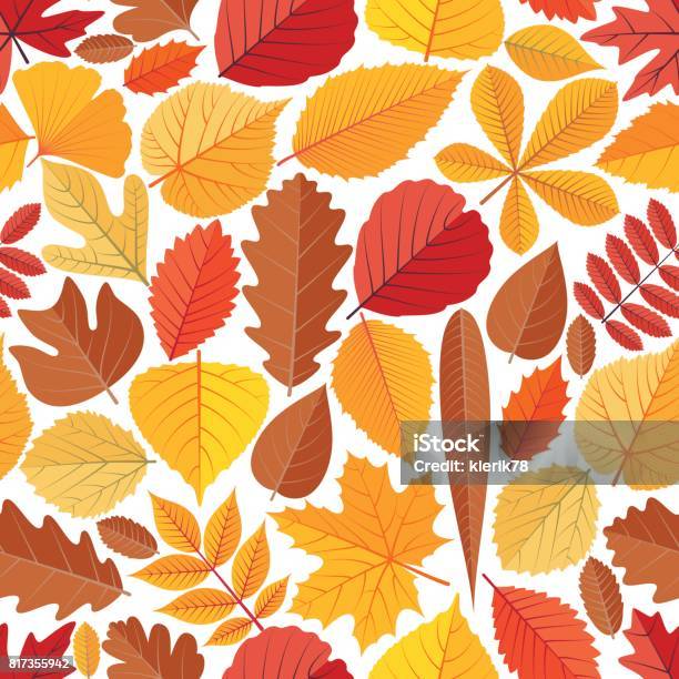 Tree Leave Pattern Abstract Seamless Pattern With Autumn Tree Leaves Stock Illustration - Download ...