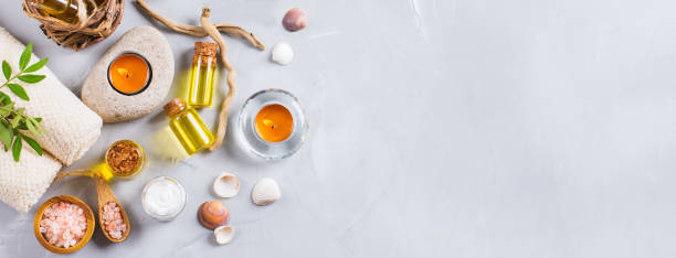 istock Spa wellness setting concept, background with essential oil soap cream 817358684
