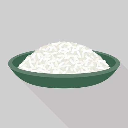 rice in plate vector, flat design