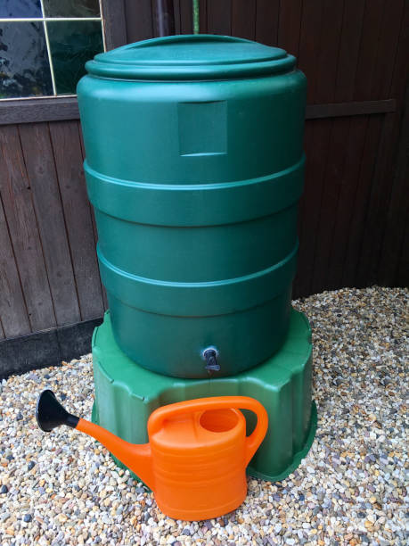 istock Big green water butt with watering 817359474