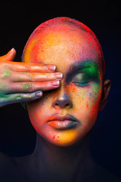 istock Model with colorful art make-up, close-up 817362148