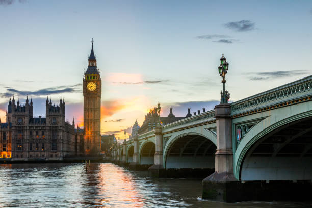 istock Big Ben and Westminster Bridge at dusk, London, UK 817367318