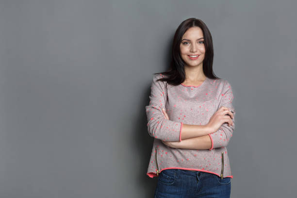 istock Woman with happy facial expression, studio shot 817367698