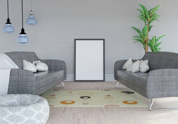 istock 3D blank picture leaning against a wall in a room interior 817367918