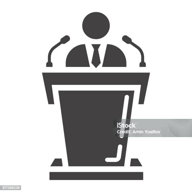 Speaker Solid Icon Business And Tribune Vector Graphics A Glyph Pattern On A White Background Eps 10 Stock Illustration - Download Image Now