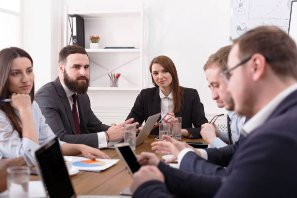 istock Business meeting. Young team in modern office 817392116