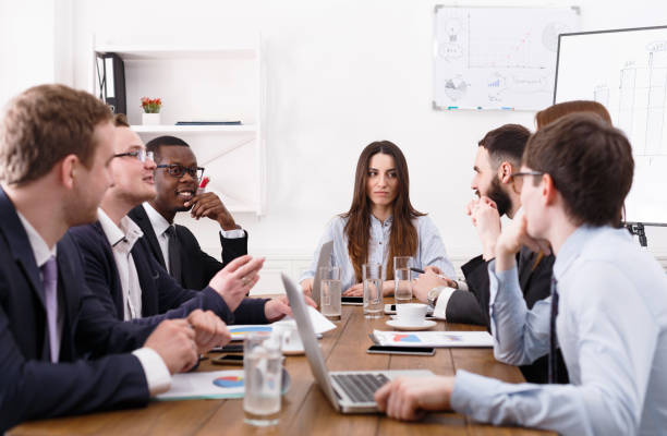 istock Business meeting. Young team in modern office 817392180
